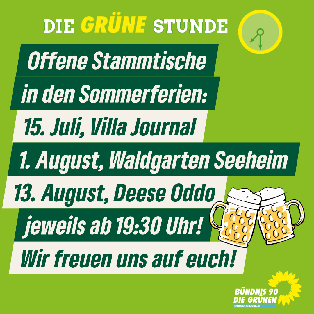 Pressemitteilung: Offene „Stammtische“ der GRÜNEN in den Ferien